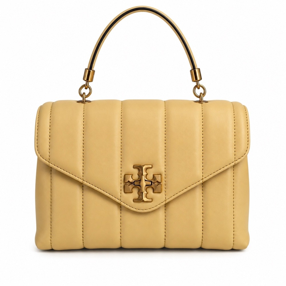 Tory Burch Small Kira Quilted Leather Satchel Top Handle Mustard Yellow